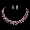 Necklace Earrings Set CANPEL 2023 Fashion Jewelry Wedding Party Water Drop Red Zircon Crystal For Women Luxury Valentine's Day Gift