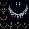 Necklace Earrings Set CANPEL 2023 Fashion Jewelry Wedding Party Water Drop Red Zircon Crystal For Women Luxury Valentine's Day Gift