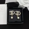 Mixed simple 18K gilt luxury brand designer letter Stud geometric Famous Women Round crystal Rhinestone Pearl earrings Wedding party jewelry