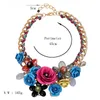 Colliers Uddein Déclaration Collier Couleur mélangée Collier de fleur de rose Collier Hand et tissage Double Chunky Chain Choker Maxi Collier Party Bijoux