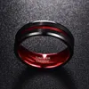Anneaux duncad New Sell Sell Men's Men's 8 mm Black et rouge Tungsten Carbide Ring Matte Finish Baids Bounages Taille 7 à 16 Bijoux de qualité AAA
