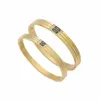 Bangle Design Fashion Bracelet Men/Women Love Couple Gold Color Stainless Steel Black Stone For Lover's Jewelry