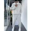 Мужские спортивные костюмы Men Men 2 Piece Set Hip Hop Sports Wear Fashion Clothing с твердым цветом для пробега пробега бегущий костюм 230520