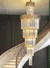 Kronleuchter Moderne LED-Kristall-Kronleuchter Gold Home Decor El Lobby Leuchte Innen Lange Salon Treppe Spirale Suspension Luminaria