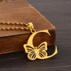 Collares con colgante con letras de mariposa grandes y delicadas para mujer y niña, joyería de cadena de cobre, collar gargantilla con inicial extraíble