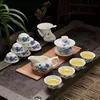 Bärbar keramisk te -utsättning kinesisk kung fu teaset tekanna resenare teaware med väska teaset gaiwan te koppar te ceremoni