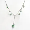 Chains Natural Green Aventurine Stone Beads Chips Crystal Pendant Necklace Silver-color Chain Neck Decoration Wholesale Dropship