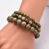 Strang 10 Stück natürliche 6 mm 8 mm 10 mm Blattsilber-Stein-Perlen-Armband Yoga Heilung Liebhaber Paar Freund Armbänder