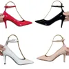 Sandały Kobiety seksowne wysokie obcasy buty na imprezę buty patentowe designerskie buty designerskie buty buty ślubne luksusowy metalowy litera sztylet czarny czerwony czerwony