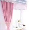 Rideau coréen Double couche tissu gaze une princesse Style dentelle broderie salon chambre baie vitrée français
