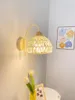 Lampada da parete in stile giapponese Log Corda Lanterna Lampade Camera da letto Comodino Crema antica Corridoio Corridoio Vite Art Applique Luci
