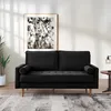 69 tum klädda tuftad soffa kärleksat modern sammet soffa bult kuddar soffa för sovrum, vardagsrum - svart SS2788V -bk3s