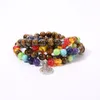 Bracelets OAIITE Tiger's Eye Stone 7 Chakra Bracelet Men Women 8mm Natural Beads Lotus Charm Strand Bracelets For Healing Balance Prayer