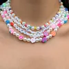 Carker Chokers Boho Multilayed Seed Bads Fruit Flower Colar de colar de pérolas de miçangas para mulheres feitas à mão de jóias de viagens à mão Jóias