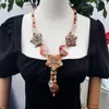 Pendant Necklaces Lii Ji Real Stone Brown Color Necklace 79cm Agate Smoky Quartzs Jasper Flower Women