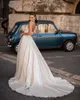 Berta A Line Dresses Straps Bone Bodice Glitter Wedding Gown Sweep Train Designer Bridal Gowns