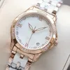 2023 new elegant temperament of ceramic women's watch, case creative, light and comfortable, perfect fit women's slender jade wrist, size 35mm;