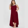 Plus size Dresses Plus Size Halter Tunic Long Dress Women High and Low Party Dresses Elegant Maxi Dress Sexy Sleeveless Women Summer Vestidos 230520