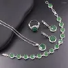 Halsbandörhängen Set FunMode Design Green Round Form Cubic Zircon Link Chain Small For Women Costume Party Wholesale FS122