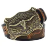 Ceintures Western Hommes Ceinture En Cuir En Relief Personnalité Fshion Tête De Vache Boucle CowboyBelts