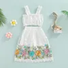 Ensembles de vêtements Petits enfants Bébés filles 2pcs Tenues Bandoulière à volants solides Sling Tops Shorts visibles Jupe à coutures à imprimé floral 2-7t