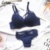 BH-Sets Unterwäsche Dessous Damen Dessous sexy Teil atmungsaktiv Damen großformatiger Spitzen-Push-up-BH und Unterwäsche-Set 230520