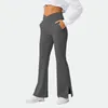 Kobiety legginsów Salspor v talia Fitness Flired Legging Solid Cross Talia Pocket Pocket Butt Lift Slim Spodni Kobiety Długie nogi 230520