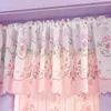 Curtain French Retro Short Bow Floral Pink Gauze Livingroom Bedroom Door Half Beautiful Kitchen Decorative