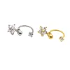 Huggie Crysyal örhänge Clear Zircon Pendant Star Heart Moon Helix Brosk 0,8 mm Bar Ear Stud Fashion Women Girl Jewel Nose Ring