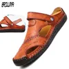 Summer Men Slippers Classic Gai Leather Roman Slipper Soft في الهواء الطلق أحذية رياضية شاطئية من الرحلات الرحلية 230520 956