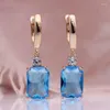 Brincos de luxo colorido de cristal roxo de luxo gemas de zircão noivado de casamento azul de casamento feminino jóias presente