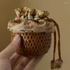 Storage Bags 7x7cm Mini Handmade Bamboo Weaven Bag Cup Cage Jewelry Basket For Sundries