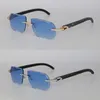 Neues Modell, Luxus-Brille, Moissanit-Diamant-Set, Rand-Sonnenbrille für Männer und Frauen, original schwarz marmoriertes Büffelhorn, Rand-Diamantschliff-Linse, Designer-Sonnenbrille