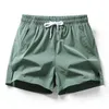 Mäns shorts Men Sport Shorts Zip Pocket Solid Rakt Typ Summer Elastic midja Drawstring Casual Shorts Beach Pants For Man AA230520
