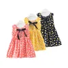 Flickor klänningar bomull sommarbarn klänning barn körsbärstryck Vest kläder 230408 ​​230520