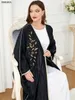 Ropa étnica Muslim Abaya Dubai Dubai Marruecos Caftan Bat Sleeve Bay Vestido suelto Jalabiya Turkiye Decal Vestido islámico 230520