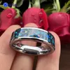 Bands 6mm 8mm Men Women Tungsten Carbide Ring Nice Wedding Band With Galaxy Series Opal Inlay Shiny Bevel Edges Comfort Fit