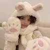 Scarves Ears Fur Hat Women's Winter 2023 Bike Gloves Korean For Girls