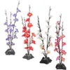 Dinnerware Sets 4 Pcs Artificial Mini Flower Statue Decor Sushi Table Decors Plants Realistics Aquatic Serving Plate Decoration