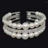 Bracelet élégant à la mode femmes/filles argent plaqué perle strass manchette Bracelets cristal Bracelets bijoux cadeau