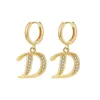 Dangle Earrings Gold-plated Copper Cubic Zirconia Stones Alphabet A-Z Letter Hoop 2023 Fashion Boho Brass CZ Jewelry For Women Gift