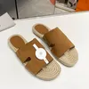 Mens Antigua espadrille casual seaside style Sandals iconic letter cut-out Men Flat bottom Sandals suede goatskin Upper rope sole sandals Walking Home Slippers