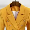 Damen-Anzüge, Blazer, luxuriöser, taillierter Blazer für Damen, Outfit annaantonie Mantel mit goldenen Löwenknöpfen, Gelb BL033