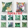 Coussin / oreiller décoratif 3pcs feuilles tropicales vertes cactus taie d'oreiller 45x45cm en marbre en polyester géométrique couverture de coussin de salon canapé chaise à la maison 230520