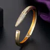 Bracciale Zlxgirl Gioielli Disegni a matita alla moda Bracciale rigido per le donne Matrimonio Completo zircone cubico Cristallo CZ Dubai Bracciale color oro