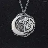 Chains Vintage Moon Night Nordic Wolf Pendant Necklace Viking Amulet Men Jewelry