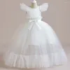 Girl Dresses Children's Princess Dress School Performance Mesh Wedding Flower Piano Show lang voor 4-14 jaar