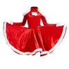 Vêtements de scène 2023 fête robe de danse latine vêtements de salon pour enfants filles velours rouge Salsa Tango Chacha SL6023