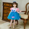 Vestidos de menina de 3 a 14 anos garotas de verão Princesa vestido de chidlren Blue Mesh Lantejou