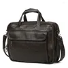 Briefcases JOYIR 15 Inches Genuine Leather Laptop Bag Men Briefcase Business Trip Handbag Male Messenger Shoulder Bags A4 Paper Portfolio